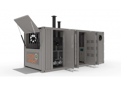 Centrala termica industriala pe combustibil solid mixt cu piroliza si generator aer cald Seria "KDV"
